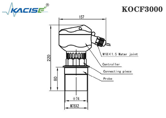 KOCF3000 Máy đo lưu lượng kênh mở siêu âm với độ chính xác đo 0,5% và giao tiếp theo giao thức MODBUS để đo không tiếp xúc