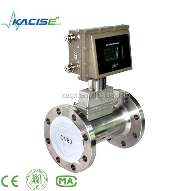 SS304 Máy đo lưu lượng tua-bin khí vật liệu nhà ở với ExdIIBT6 Chất chống nổ và ± 0,75% độ chính xác Máy đo lưu lượng tua-bin kỹ thuật số