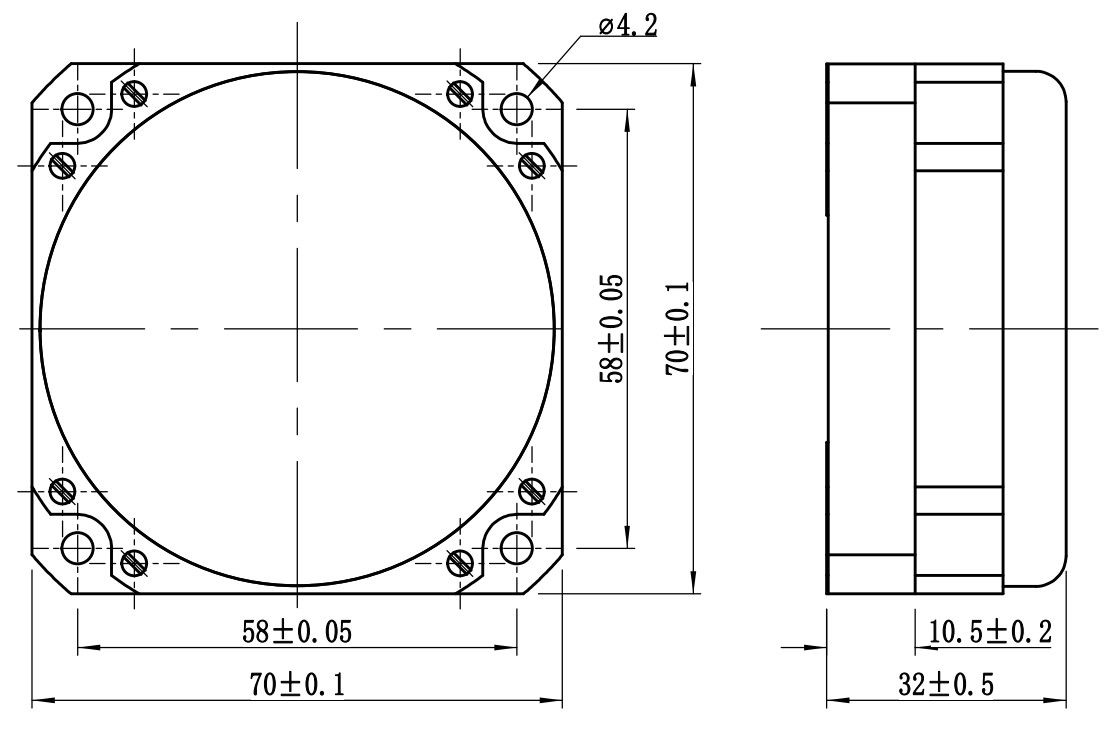 Máy quay quang học kỹ thuật số chính xác cao với kích thước 70×70×32 mm và nhiệt độ hoạt động -40 °C+70 °C cho định vị UAV