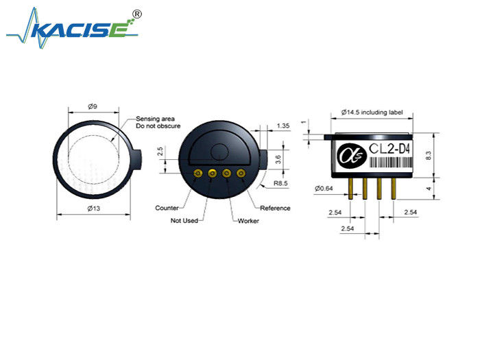 Cảm biến clo kích thước nhỏ CL2-D4 với thời gian phản hồi nhanh và độ nhạy cao để phát hiện khí chính xác