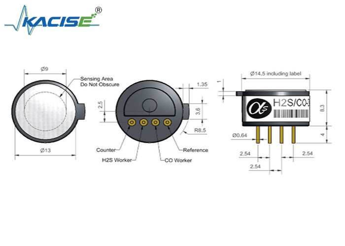 Cảm biến hai kích thước nhỏ để phát hiện carbon monoxide và hydrogen sulfide Điện không ± 6 tuyến tính 40