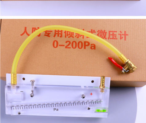 Máy đo áp suất âm ống nghiêng với phạm vi 0-200 Pa ± 0,5% độ chính xác cho kỹ thuật chữa cháy