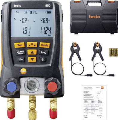 Testo 550 Digital Refrigerant Manifold Kit với kết nối Bluetooth 60 hồ sơ tủ lạnh và thiết kế chắc chắn