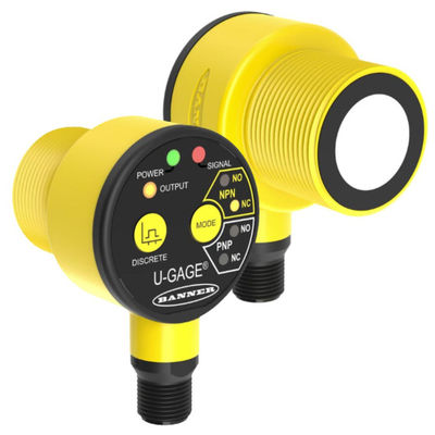 Banner T30UX Series Ultrasonic Sensor với Tiền bồi thường nhiệt độ 4-20mA Analog Output và IP67 Rating cho phát hiện gần công nghiệp